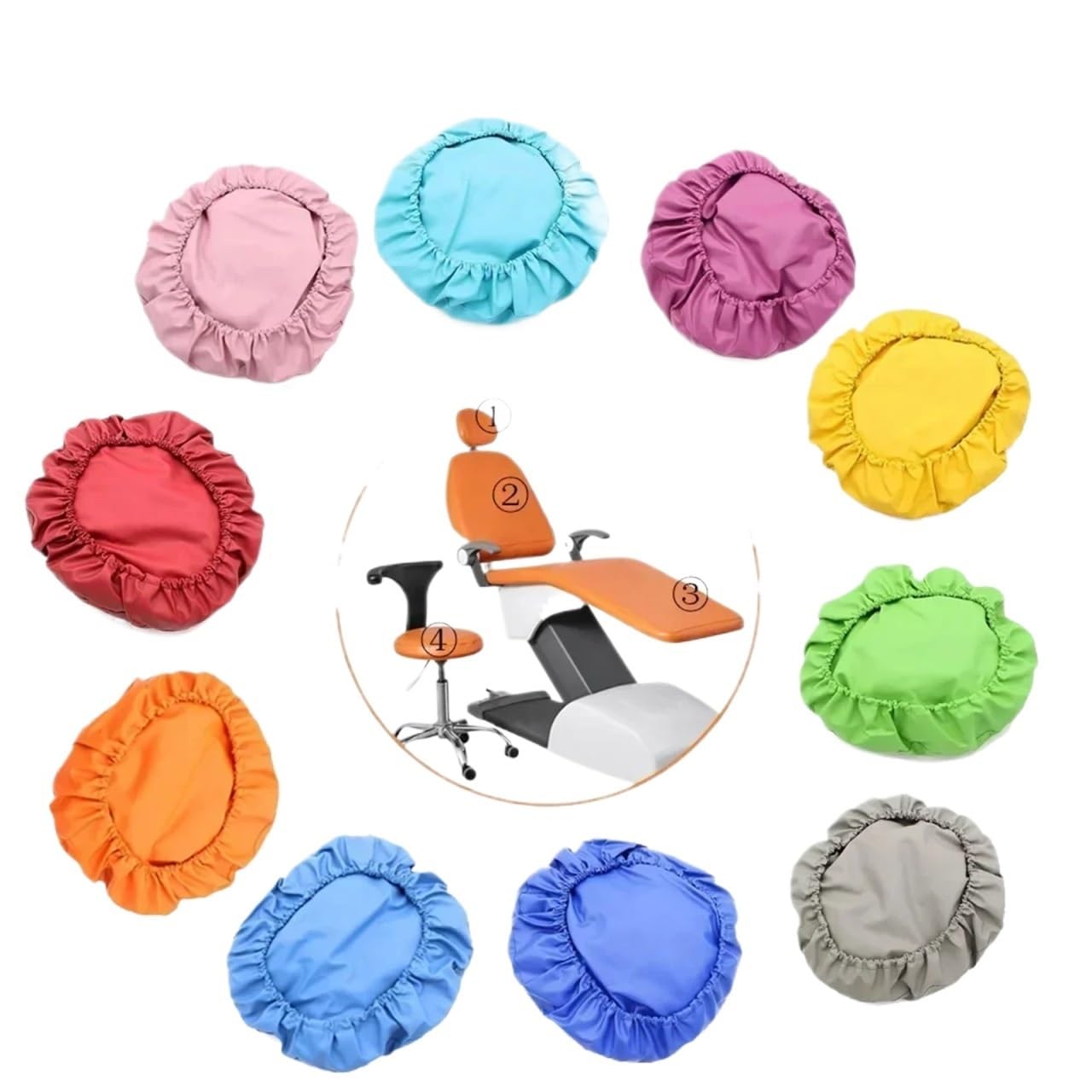 4 unids/set Unidad de cuero PU Dental funda asiento silla cubierta elástica impermeable gruesa Funda protectora completa para sillón dental(GRAY)