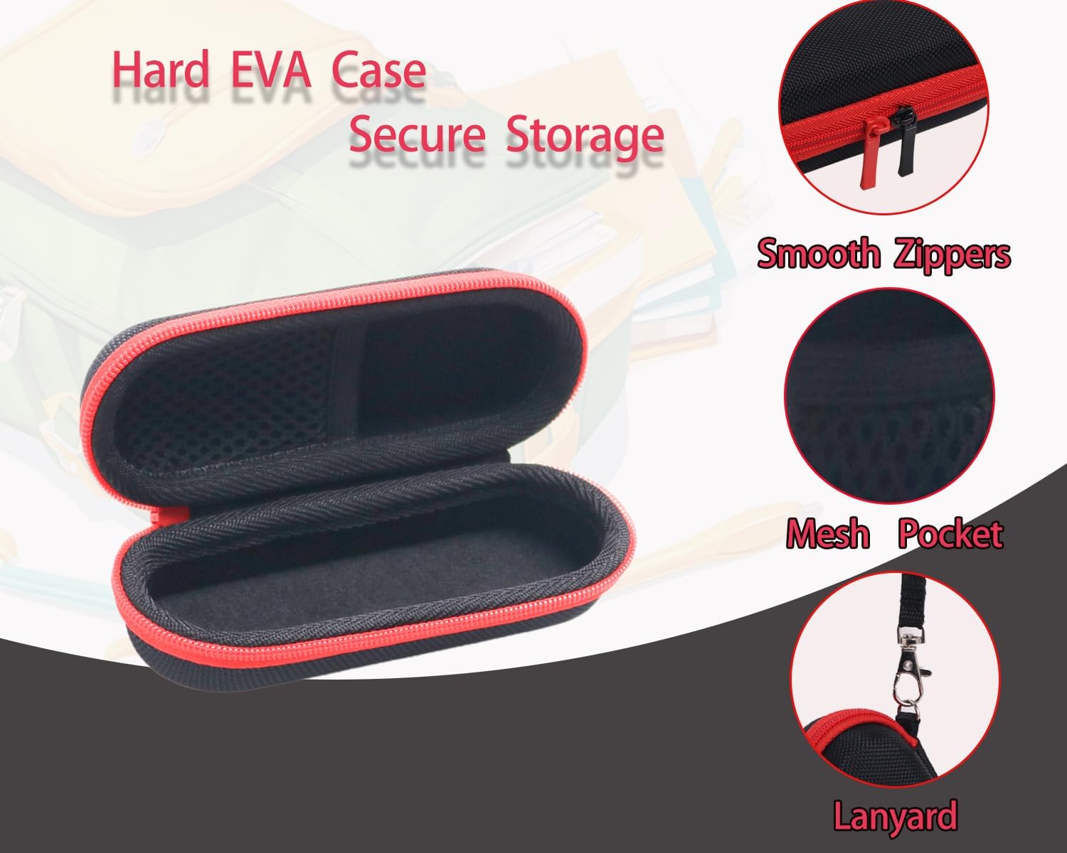 Hard Protective Travel Case Replacement, Compatible with Sony ICD-PX370 / 470 / UX570 / Compatible with EVIDA 128GB / Compatible with Aiworth 136GB Digital Voice Recorder,Black&Red