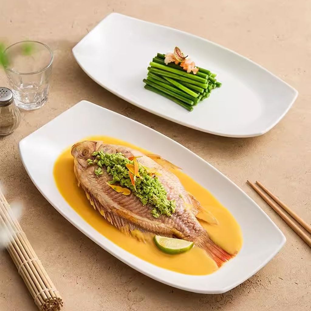 Forniture Per Feste Piatto di pesce lungo, piatto di pesce al vapore di grandi dimensioni di grandi dimensioni, stoviglie creative for il ristorante dell'hotel, posizionamento dei piatti Piatti Della