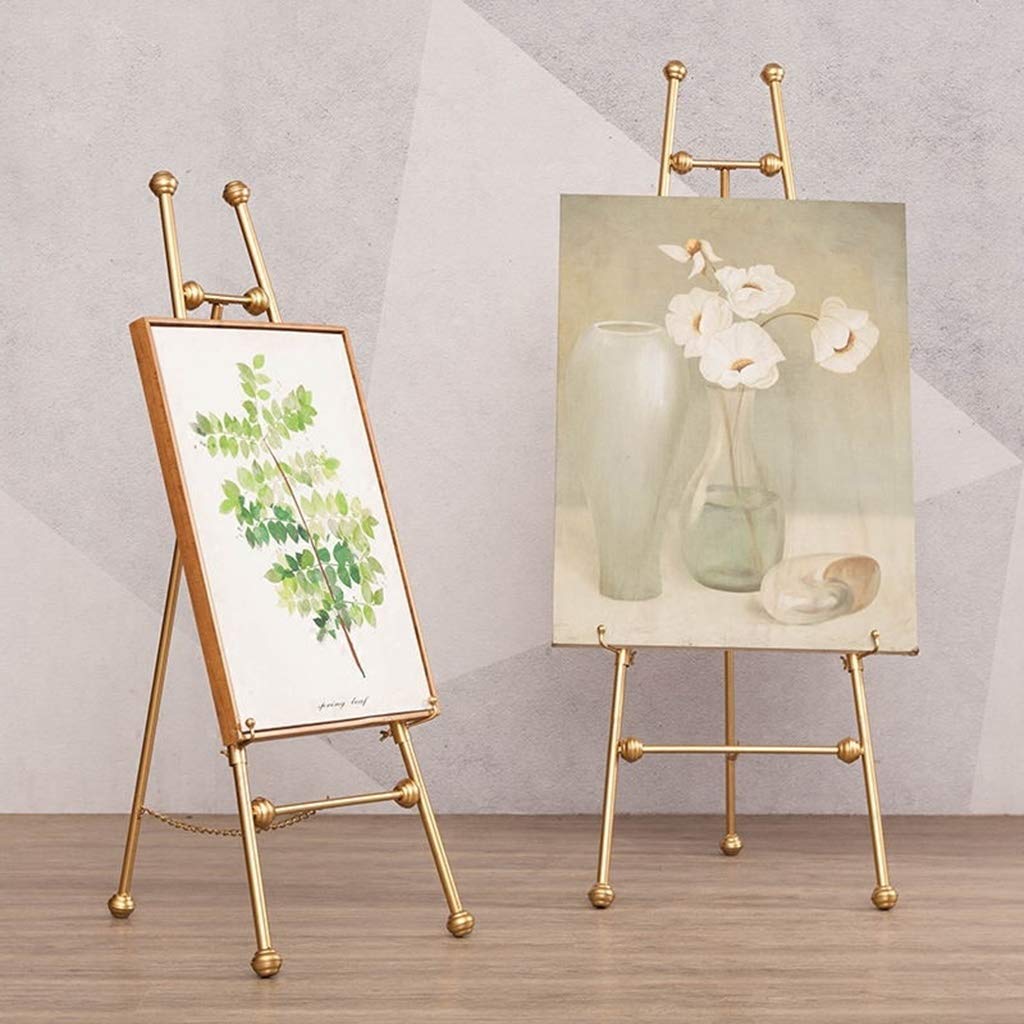 Metall-Staffelei, Stabiler, Verstellbarer Staffelei-A-Rahmen-Gold-Ausstellungsständer, für Hochzeit/Poster/Skizzen im Freien