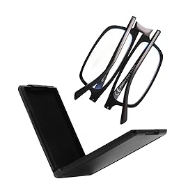 SKYOAK Evolved Folding Reading Glasses For Women Men Blue Light Blocking Anti UV Eyestrain Foldable Portable Compact Readers with Flat Hard Case Pocket Computer glasses 1.75 BLACK