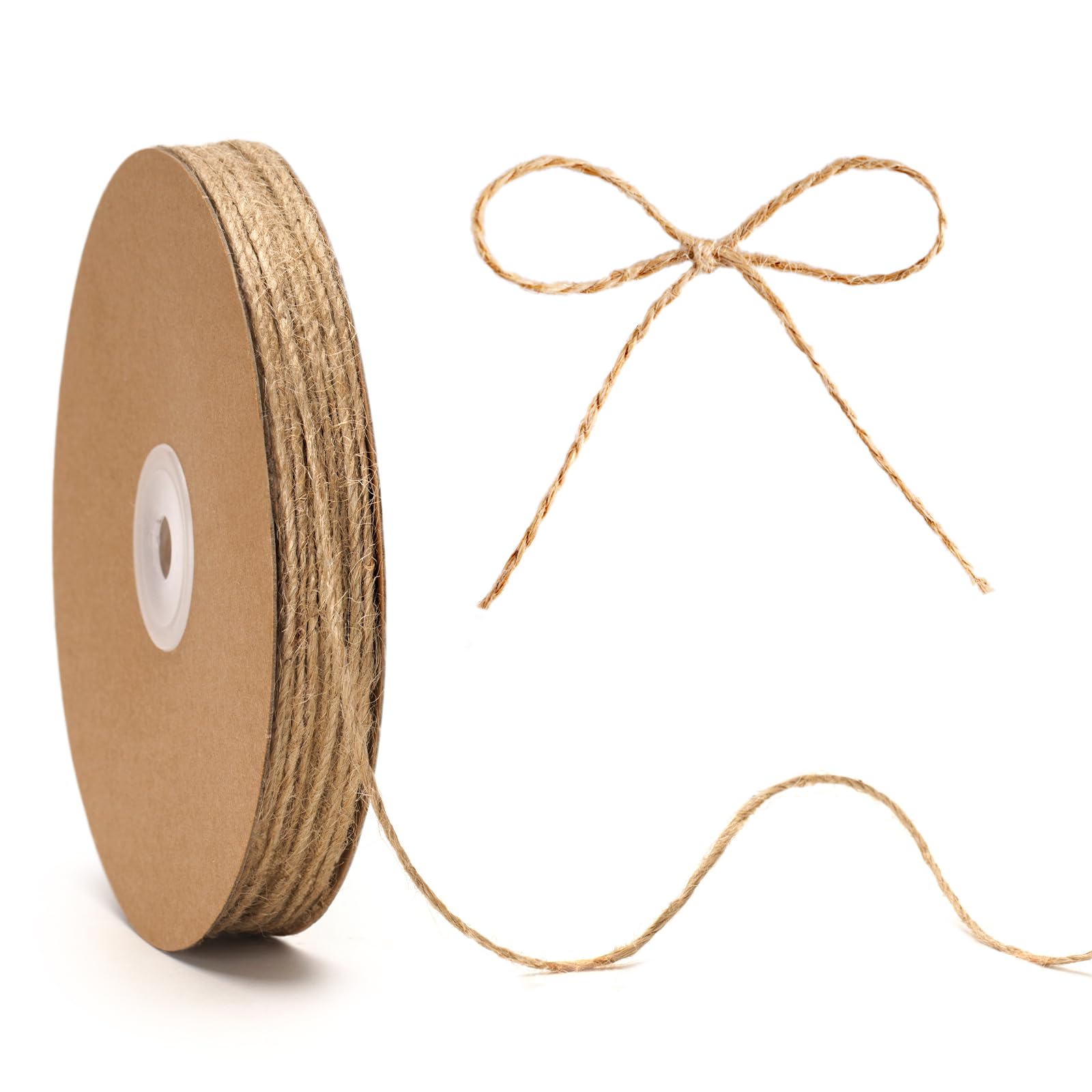 KINGLAKE 2mm Natural Jute Twine, 100m 3 Ply Brown Garden String, Jute Rope Plant String for DIY Crafts, Gift Wrapping, Christmas Decoration, Wedding, Floristry, Gardening & Packing