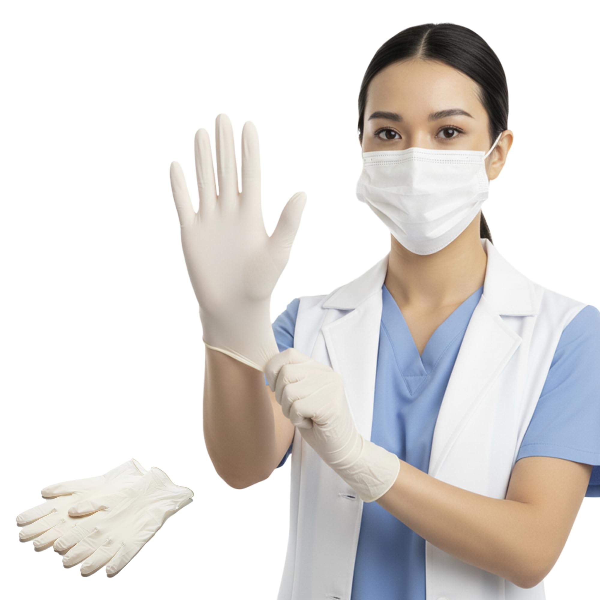 Latex Examination Gloves | Powder Free Disposable Bulk Pack | Natural Latex Multipurpose Medical Grade | Non-Sterile, Surgical Gloves, Exam Gloves (L, 1000, count)