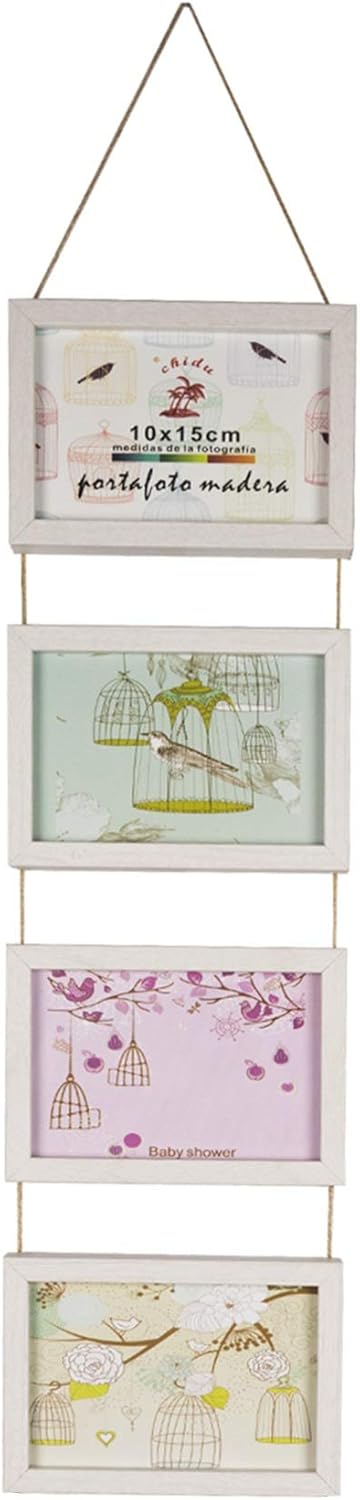 Solagua Marco de Madera para Pared Portafotos Vintage para Colgar Marcos de Foto Decorativo (Vertical 4 * 10x15cm, Crudo)