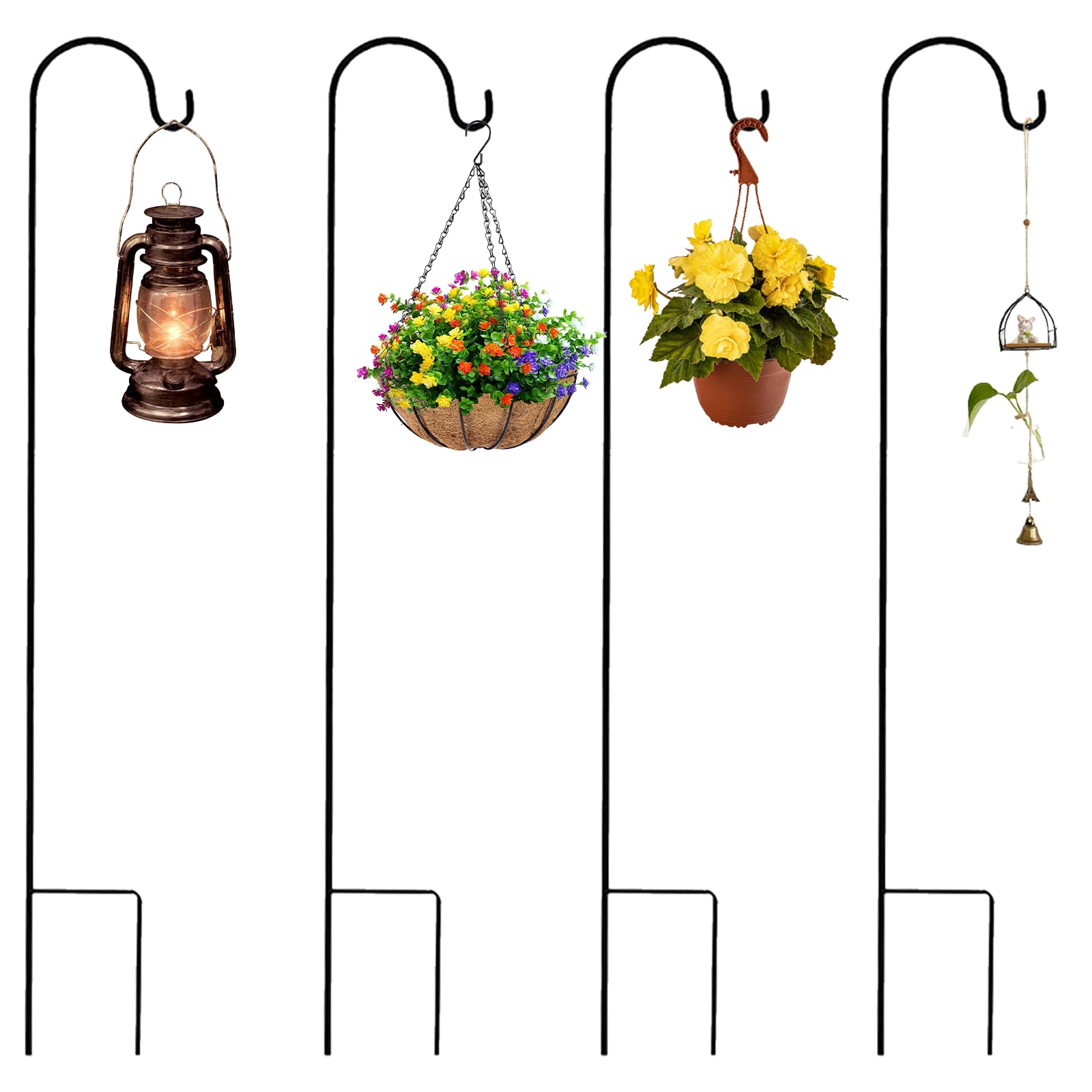 Ganci Da Pastore Regolabili 4 Pezzi 100cm Metallo Anti Ruggine Per Decorazione All'Aperto