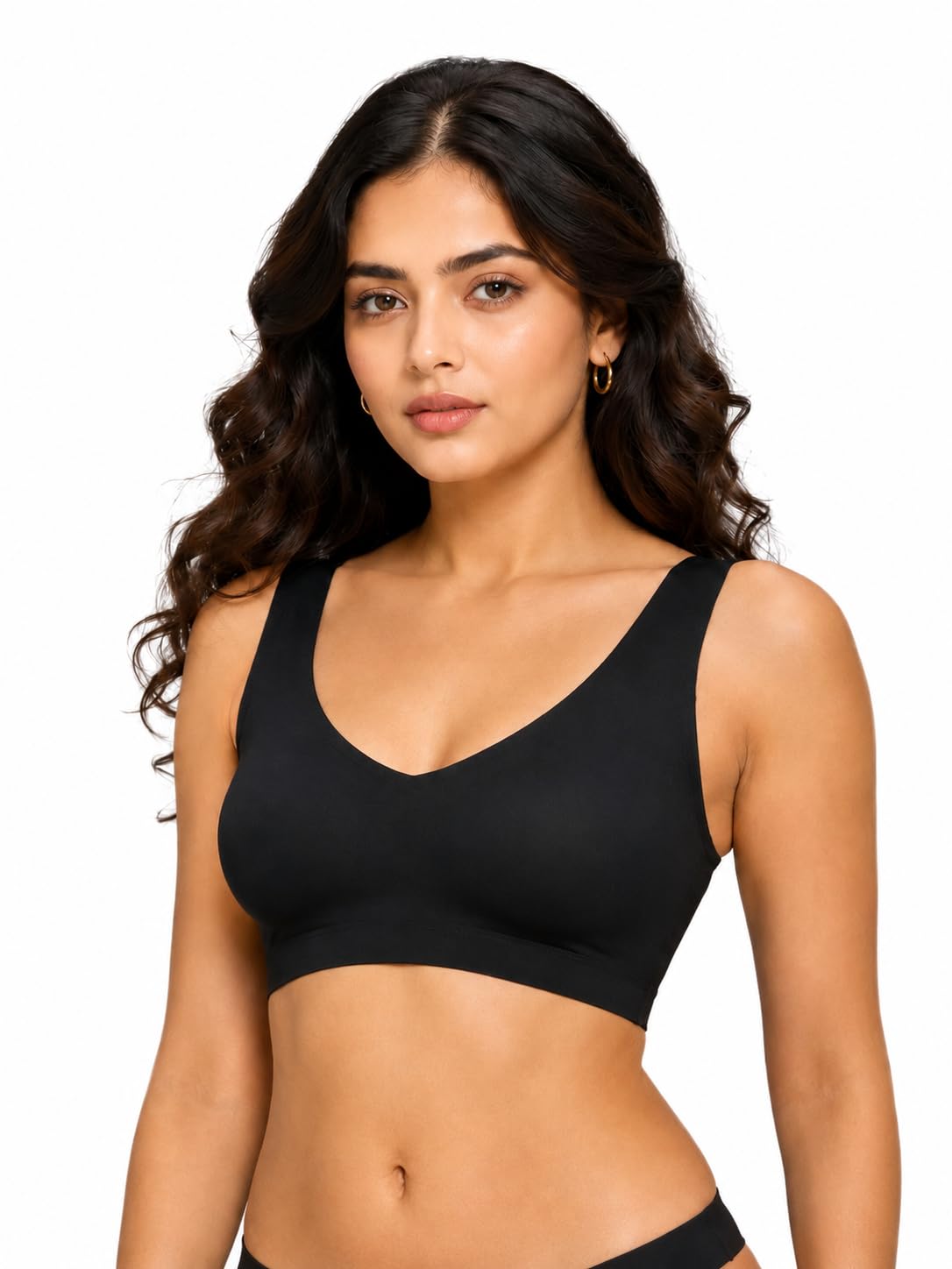 Removable Cups Bra Full Coverage Wireless Bralettes for Women, No Wire Unlined Comfort Soft for Everyday T-Shirt Bra-image-24