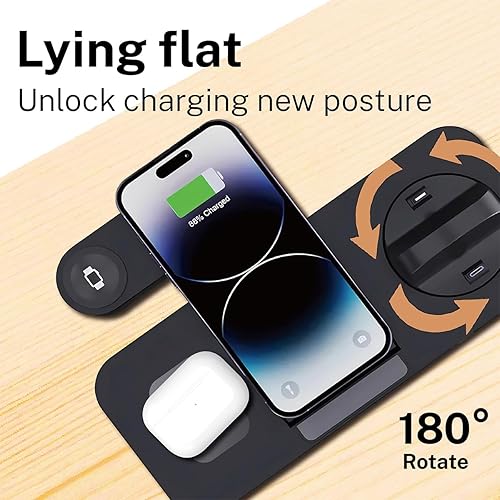 Miniatura 6 de Estación de carga inalámbrica rápida 6 en 1 para iPhone 16151413, Apple Watch Ultra98, AirPods Pro, certificado Qi de 18 W (con adaptador QC3.0)