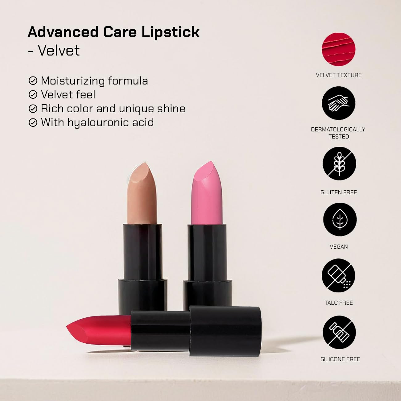 Radiant Professional Advanced Care Lipstick - Ultra Nourishing, Moisturizing Long Lasting Matte Lipstick With Vitamin E- UVA UVB Filters - VELVET (27 Nude) - Image 6