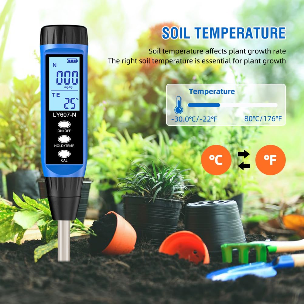 Medidor profesional de nutrientes del suelo, analizador de nitrógeno de acción rápida, probador de fertilidad para jardinería y agricultura