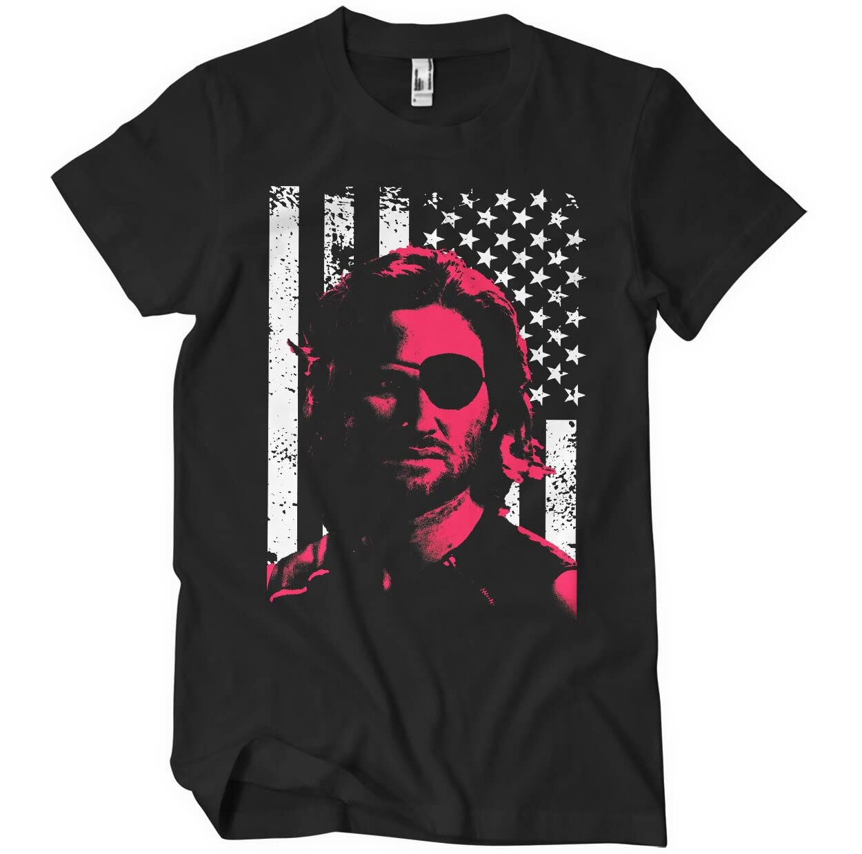 Escape From New York Officially Licensed Plissken Stars and Stripes Mens T-Shirt (Black), Large