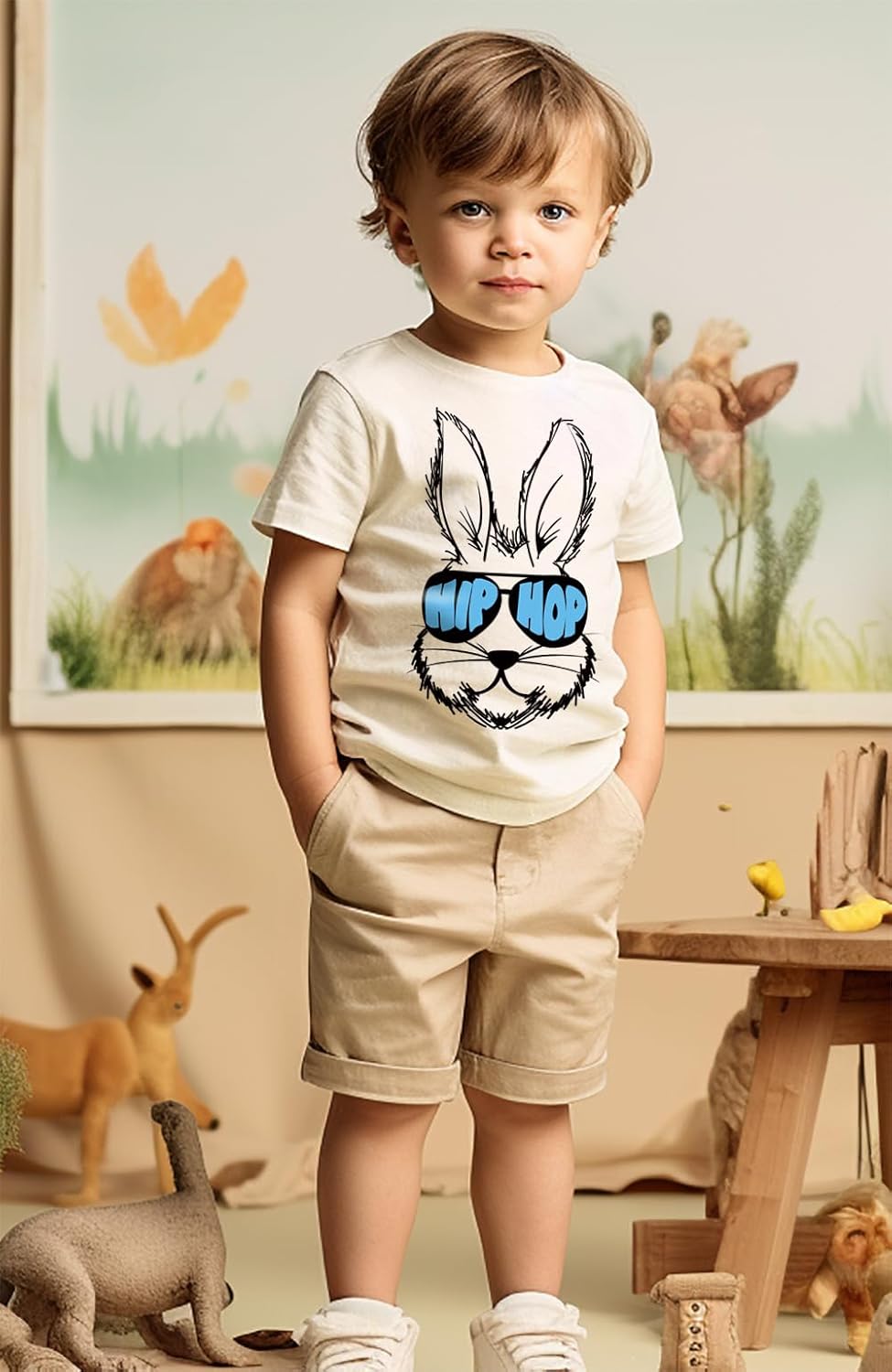 Easter Bunny Shirt for Toddler Boys Girls Kids Eggs-Track Tees Eggs Tractor T-Shirts 2-7T - Image 2