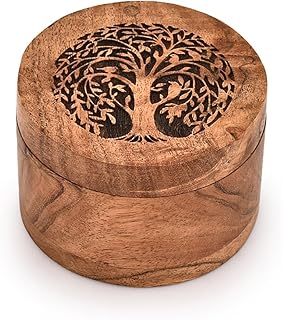 EDHAS Spice rack Acacia Wood Wooden Seasoning Spice Jar, Seasoning Container Condiment Pots to Storage Pepper Spice Bath Salt Sea Salt (3.5" X 3.5" X 2.5")