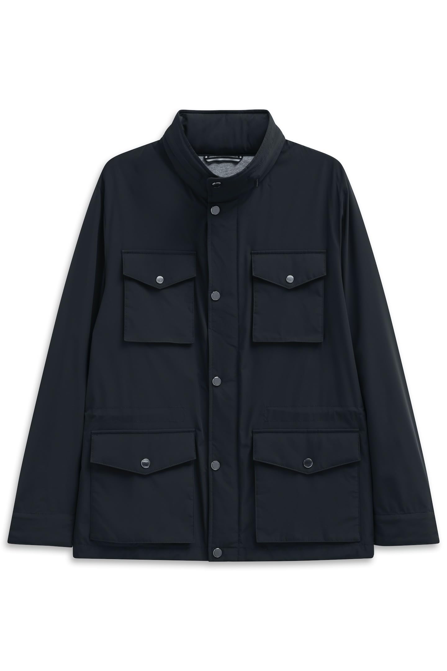 bugatti Herren Übergangsfieldjacket 879400-81036 Regular Fit Stehkragen einrollbare Kapuze Flexcity Stretch Innentaschen