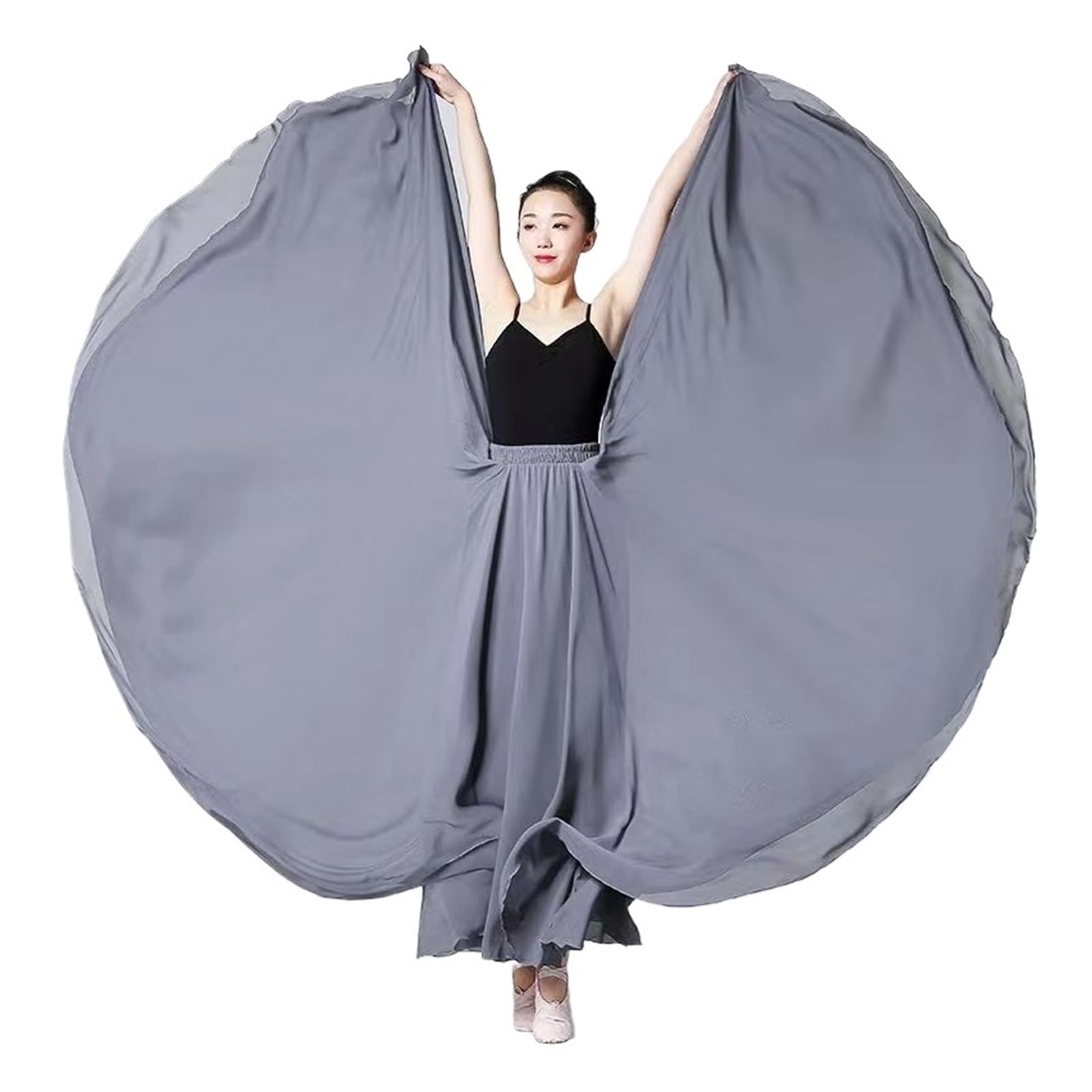Falda de gasa 720 grados for mujer, faldas largas 2 capas, ropa elegante actuación, falda, práctica ballet con vuelo grande