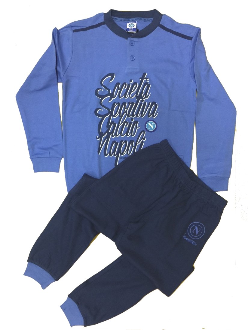 Pigiama Ragazzo Napoli Abbigliamento Ufficiale Calcio *24425-14 Anni-Azzurro