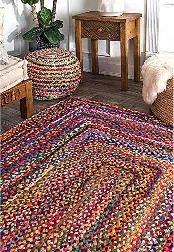 Image of Jute 5x7 feet Handwoven Natural Fibers, Braided Reversible Rectangular Rug, Carpet for Bedroom Living, Dining Room (5x7 feet, Multi)
