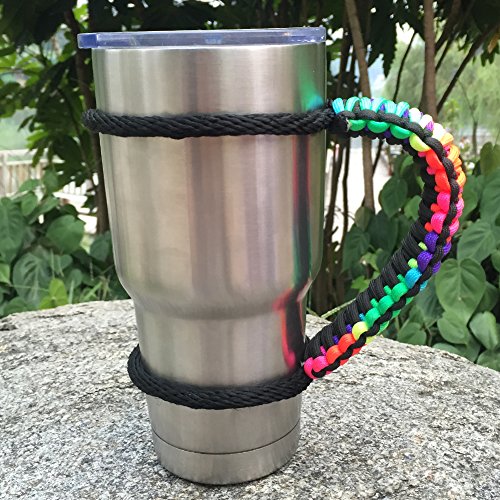 Handmade Paracord Handle for Yeti/Rtic/Ozark Trail Rambler 30 Oz Tumbler.(Colorful/Black)