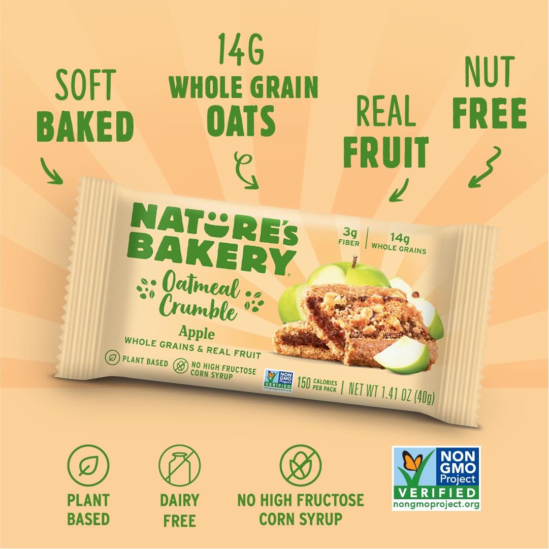 Nature's Bakery Barras de avena, manzana, 6 – 6 cajas (36 barras), aperitivos veganos, sin OGM