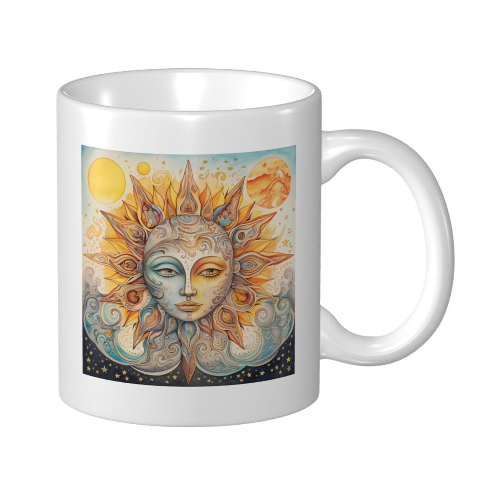 cfpolar Boho Sun Moon Face Ceramic Mug, Funny ...
