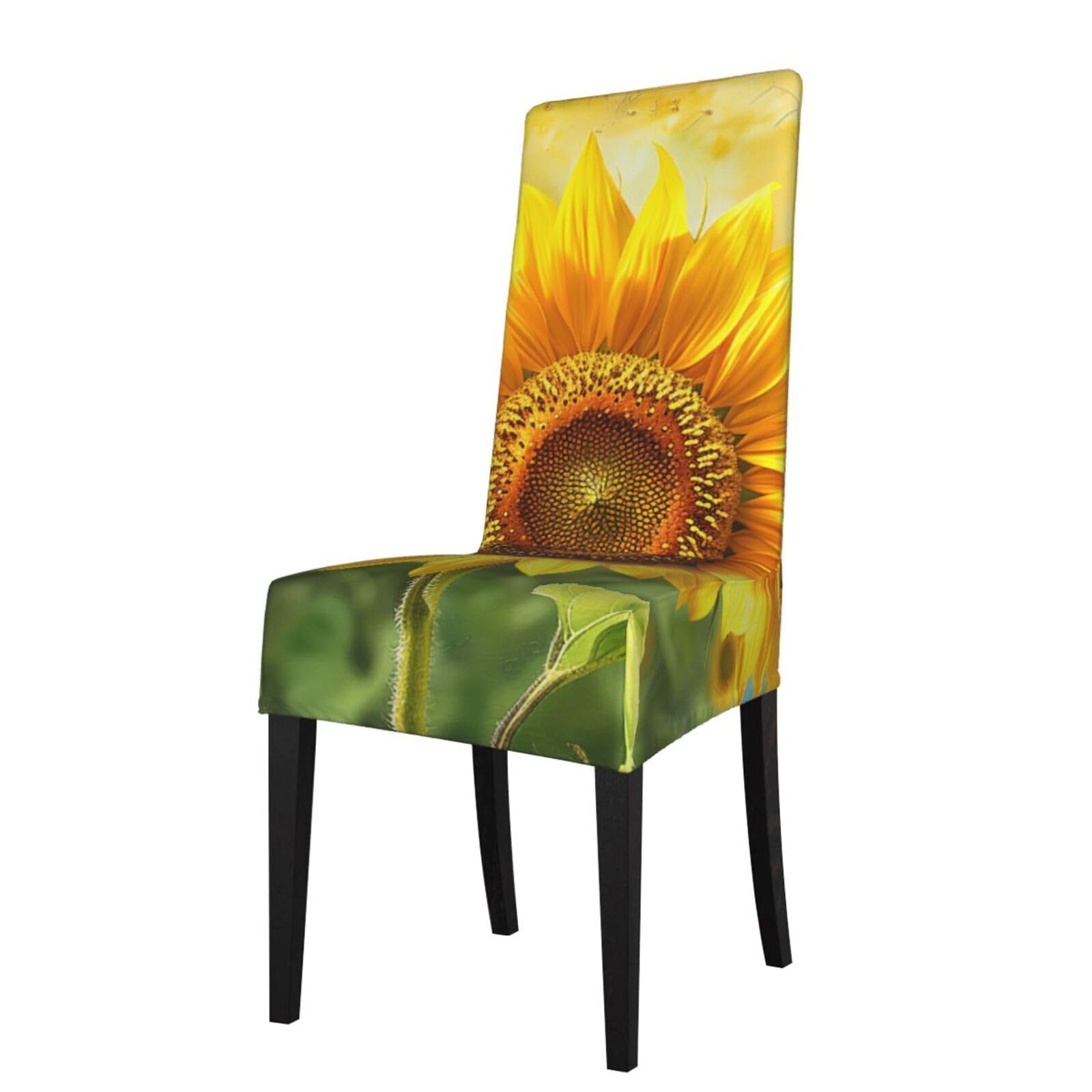 WPKJU Sunflowers Print Dining Chair Covers Removable Chair Seat Covers Decorative for Kitchen & Bar Stools