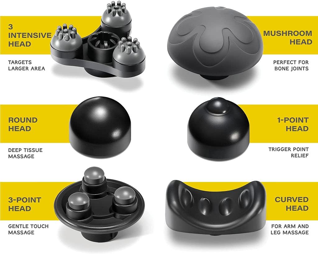 Handheld Back Massager Deep Tissue Back Massager Hand Held Massager Cordless 5 Mode With 6 Interchangeable Massage Heads For Full Body Massager for Muscles, Neck, Shoulder, Arms, Leg, Calf, Foot,