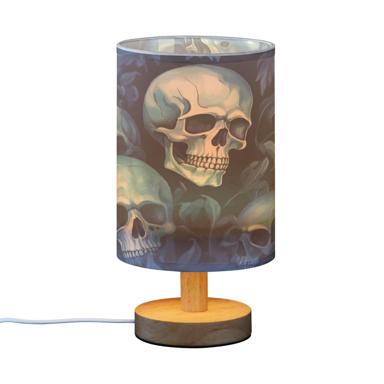 xigua Skull Bedside Table Lamp, Touch Control Nightstand Bedroom Lamp with USB Ports,LED Desk Night Light for Living Room Office590 - Image 2