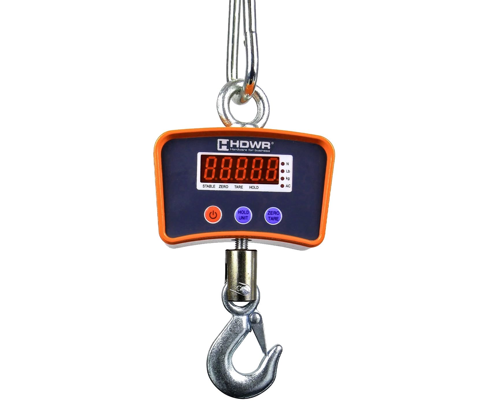 HDWR wagPRO-H1000 Bilancia a gancio 1000 kg, dinamometro digitale | Misure in chilogrammi, libbre e newton, senza fili, uso professionale e industriale
