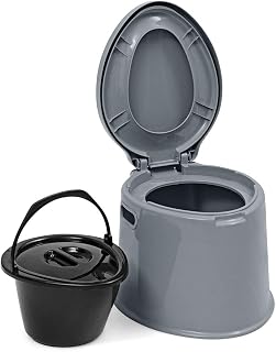 S AFSTAR Portable Toilet, Camping Porta Potty with Detachable Inner Bucket & Removable Paper Holder, Indoor Outdoor Toilet, Lightweight RV Toilet for Camping Boating Travel Trips