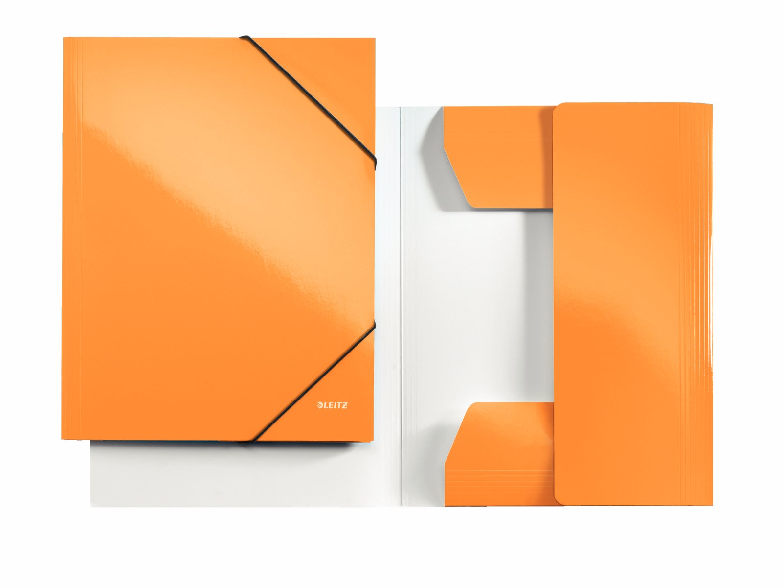Leitz 3-Flap Folder, Holds up to 250 A4 Sheets, Elastic Closure, Flexible Plastic, Orange, Pack of 10, WOW Range, 39820044 - Image 3