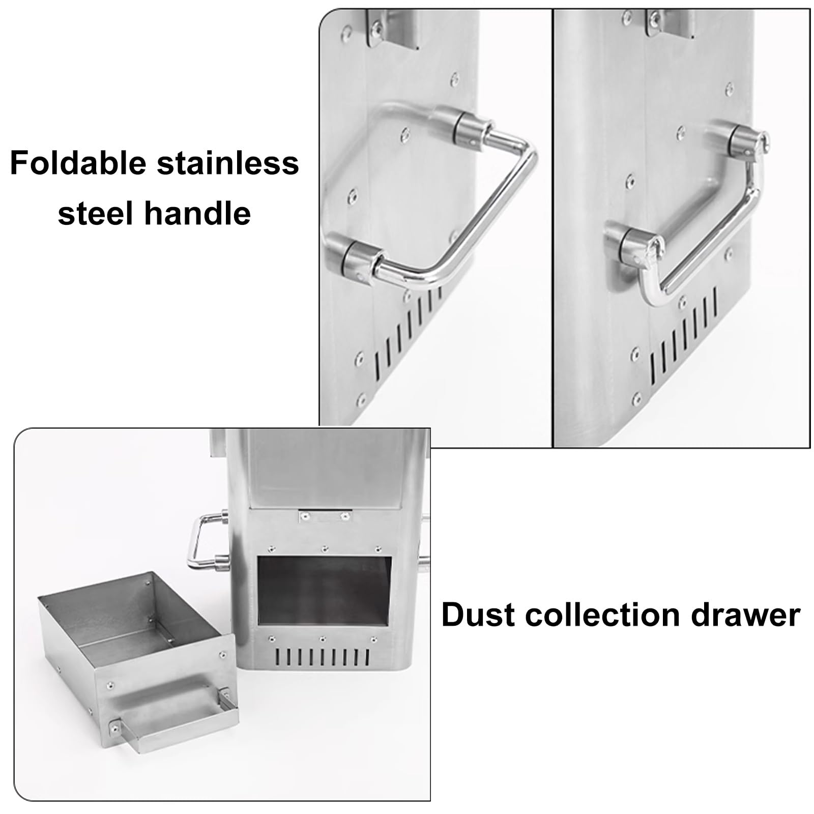 Stufa a Legna Piccola Realizzato in Acciaio Inox 201 Portapentole Rimovibile Mini Stufa a Legna da Campeggio con Cassetto Raccogli-cenere Adatto per Campeggio e Cucina