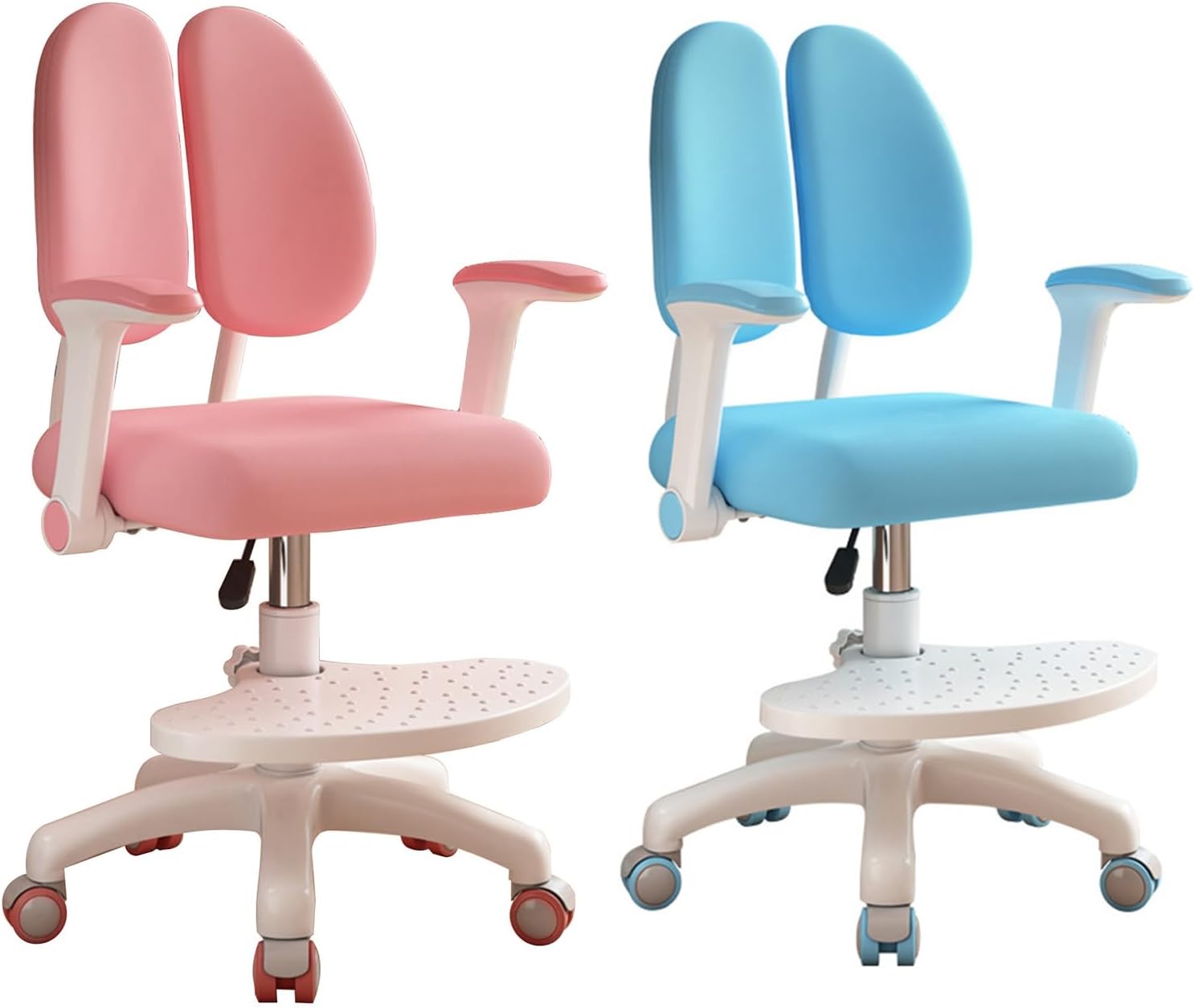 Kids Desk Chair, Children Desk Chair with 360 Degree Wheels, Height Depth Adjustable Kids Computer Chair, Cute Children Study Chair for Home, School and Library Pink