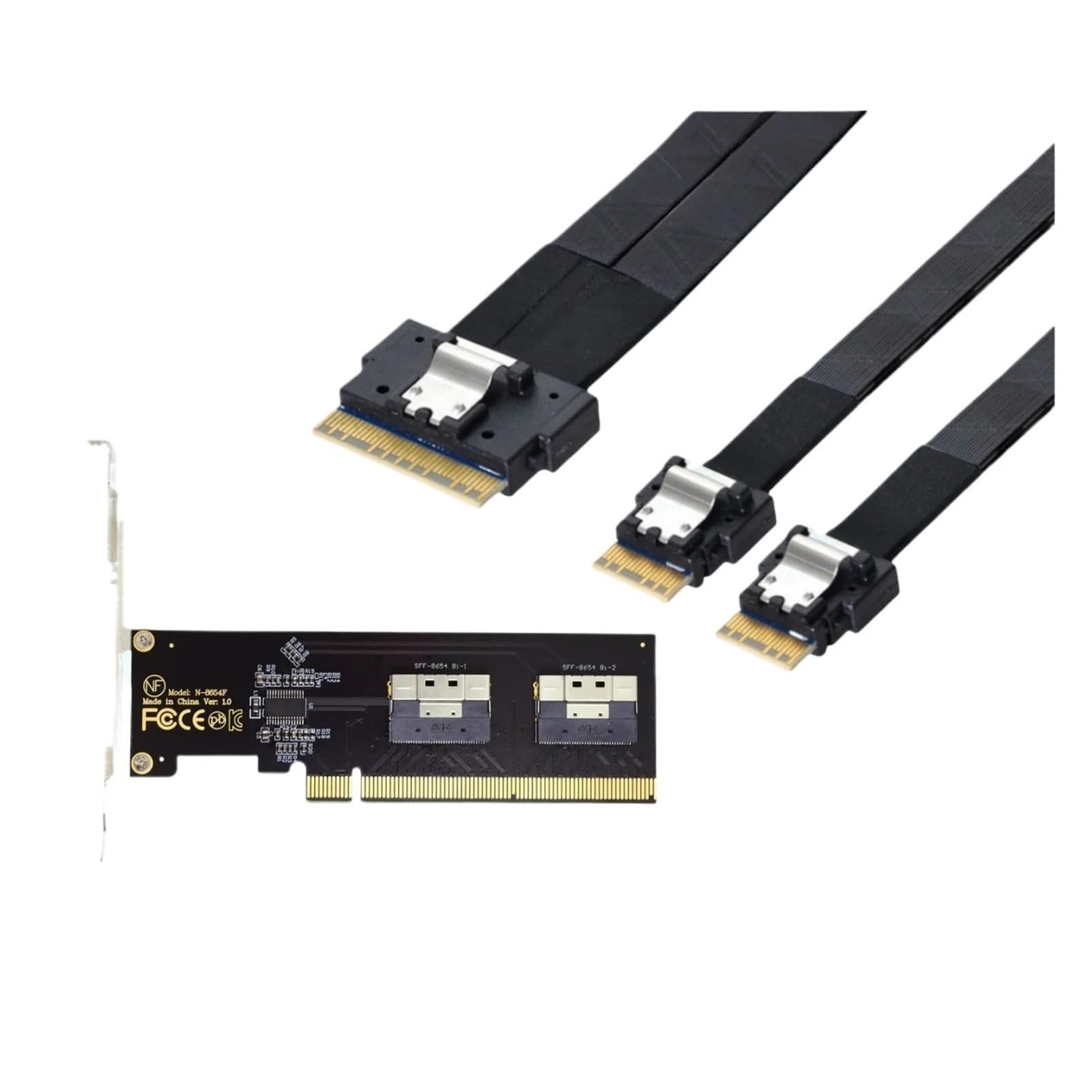 Câble de données fin SFF-8654 8i vers 2 ports 8654 8611 8643 S/AS 8087 40 cm 4i 8i PCI-E NVMe 2025 (8654 8i vers 2 8087)