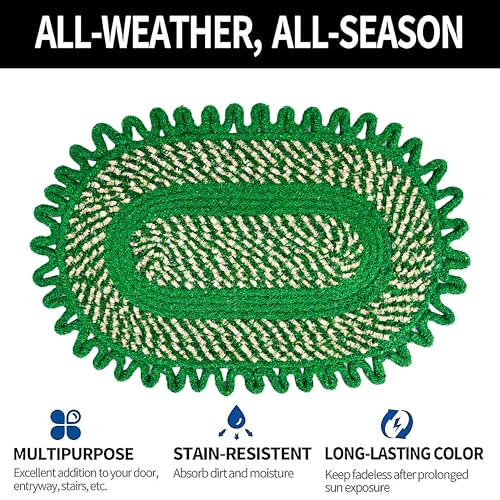 Image of Cotton Doormat for Home |Handmade Cotton Doormat | Quick Dry, Washable Door Mat for Home, Bathroom & Bedroom (40x60 cm, Green-Red-Blue)