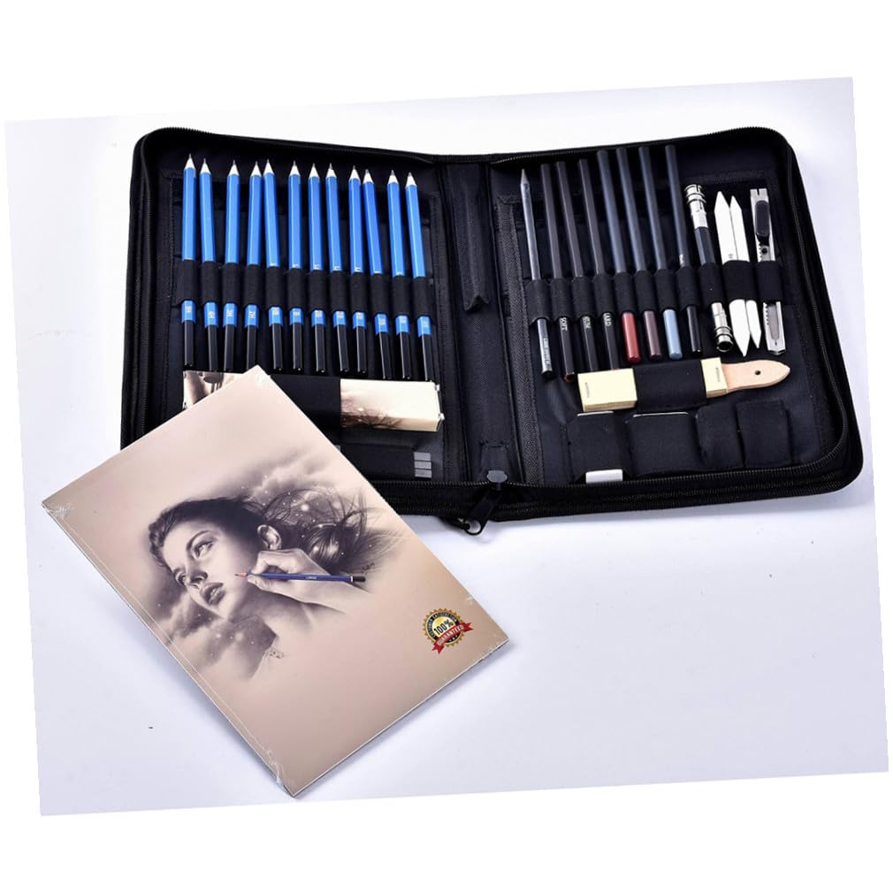 VILLCASE Set de 40 Crayons à Dessin en Bois pour Croquis Professionnel et Esquisse Portable Paquet de Rangement
