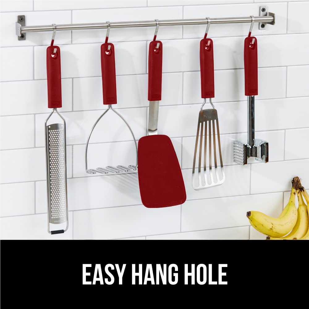 GORILLA GRIP Spatola in silicone antiaderente resistente al calore senza BPA, testa flessibile antigraffio per padelle, manico in gomma morbida antiscivolo, spatole da cucina in acciaio inossidabile