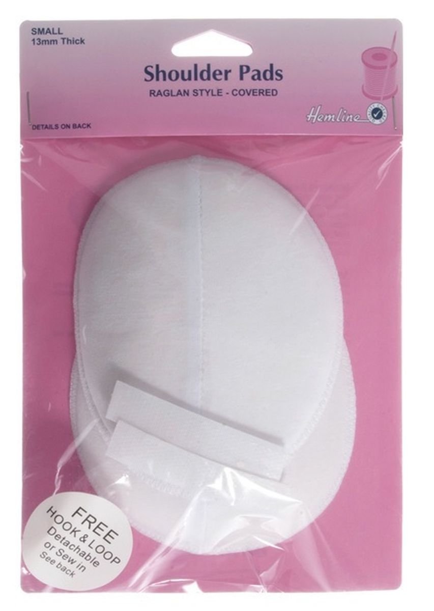 Hemline H917.S White Cotton Covered Foam Raglan Shoulder Pad 18x16cm, 13mm (Small)