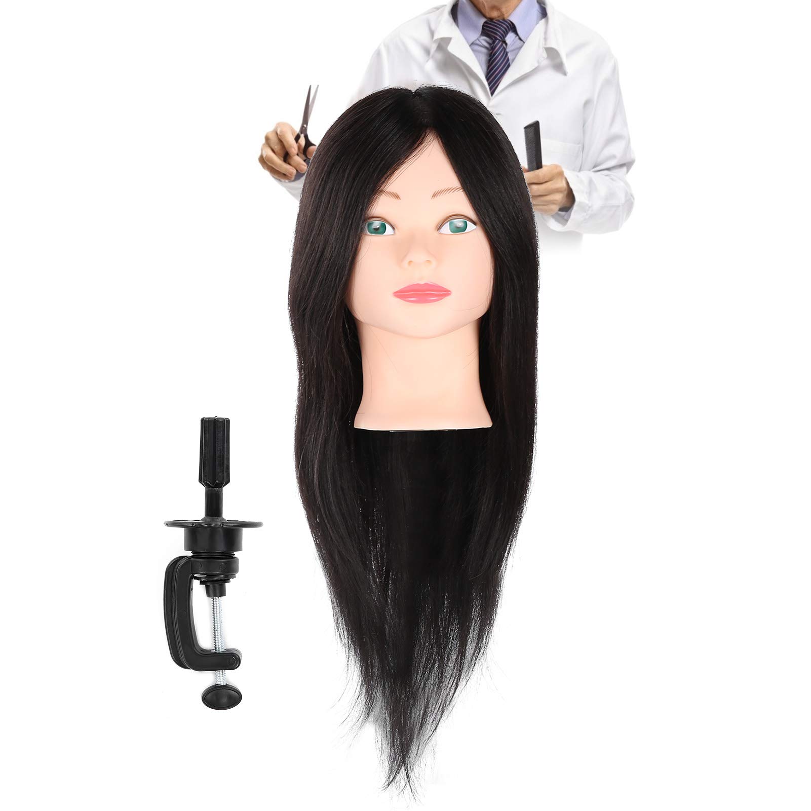 Amazon.co.jp: 本物の髪のマネキンヘッド、トレーニングマニキン美容