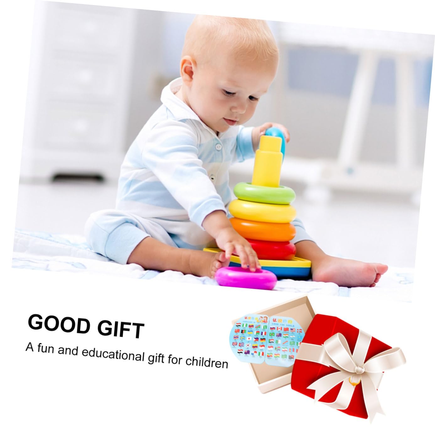 Juguete Cognitivo Geográfico de Madera para Niños y Niñas, Tamaño Mediano, Educativo Temprano, Color Natural, Desarrollo Creativo, Aprendizaje Divertido, Juego de Conocimientos