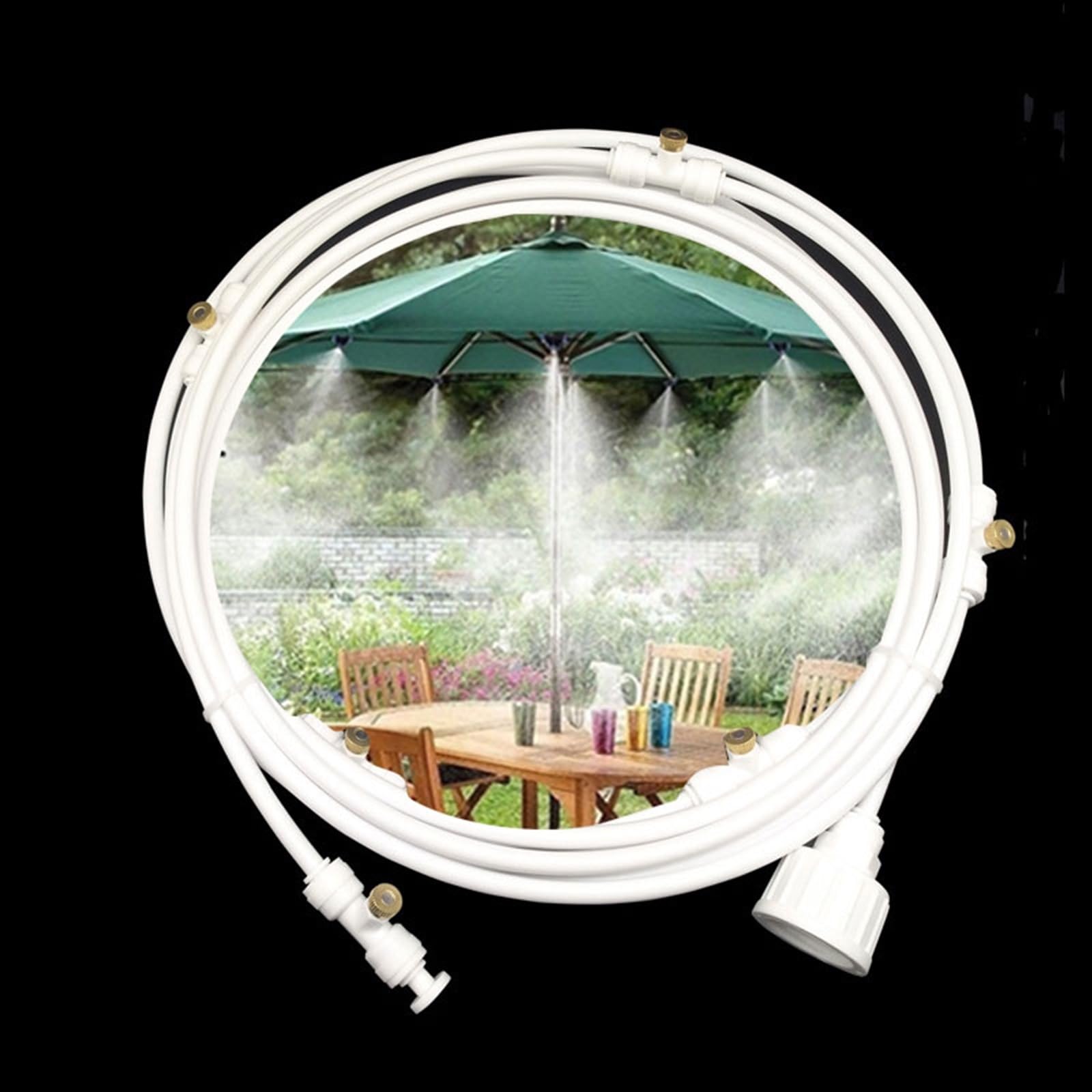 Wassernebel Kühlung, Outdoor Misting System mit Messing Nebeldüsen, automatisches Wasserbewässerungssystem, Bewässerungsrohr für Garten Gewächshaus Sonnenschirm (Size : 25M(82ft)-40 nozzles)
