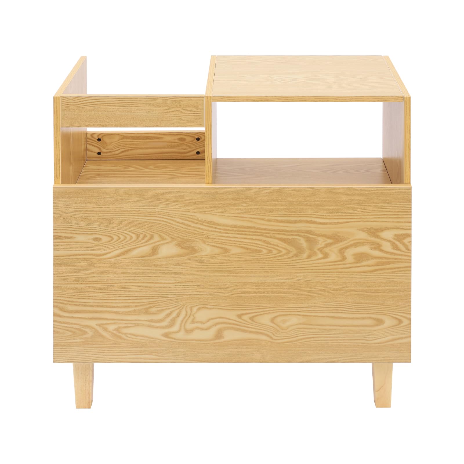 Supporto per giradischi, in legno multistrato con 6 scomparti, portata 45 kg, base rialzata, 82,6 x 80 x 40 cm, per dispositivi di riproduzione in vinile LP CD, per soggiorno