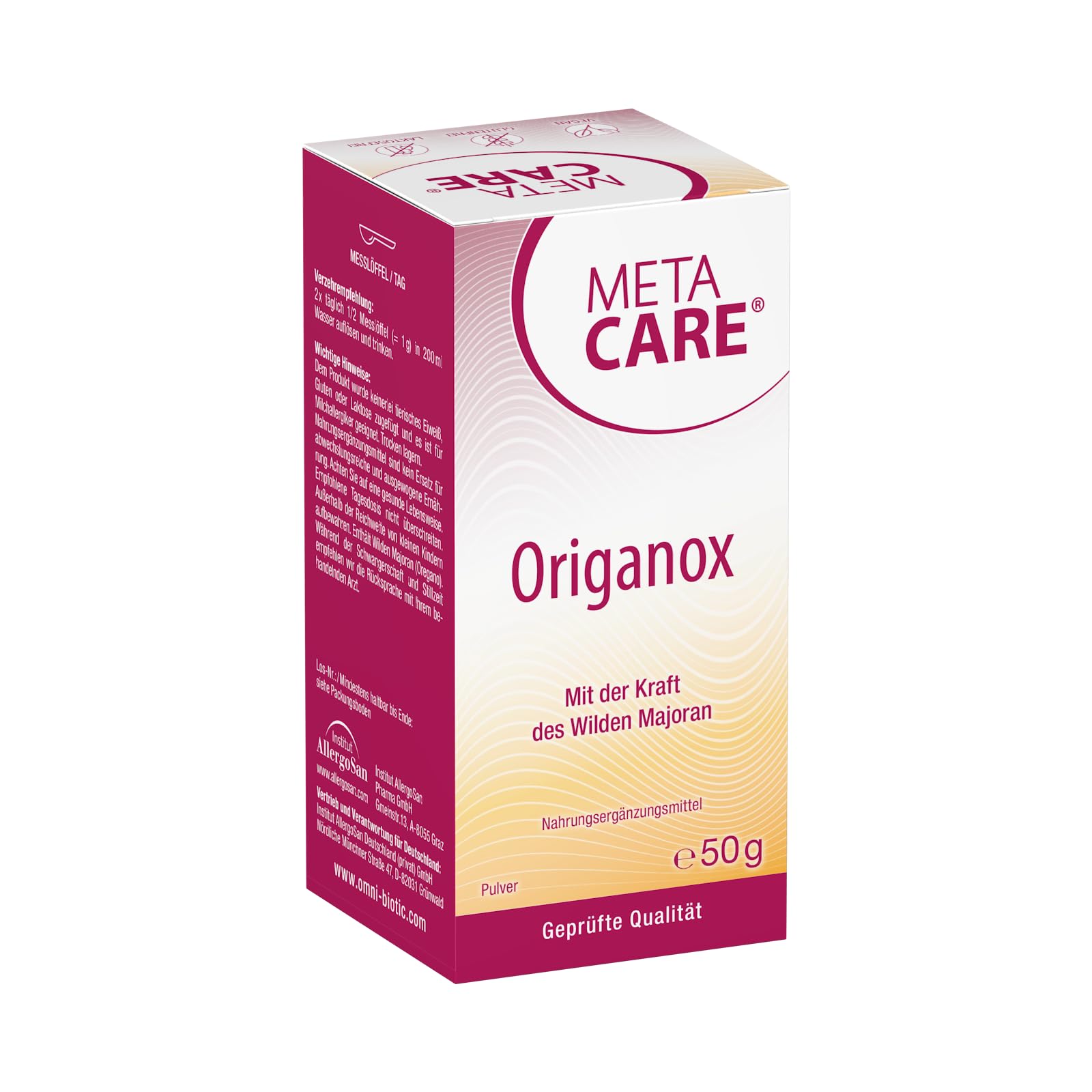 Origanox - Hochwertiger Extrakt aus dem Wilden Majoran - 1000 mg Oreganoblatt-Extrakt pro Portion - Praktische Einnahme dank Pulverform - 50 g