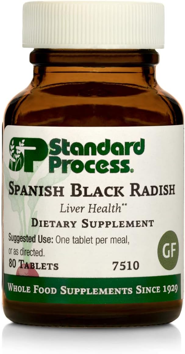 Standard Process Spanish Black Radish - Whole Food Detox, Liver Support, Digestion and Digestive Health, Gallbladder Support with Honey and Vitamin C - Vegetarian, Gluten Free - 80 Tablets