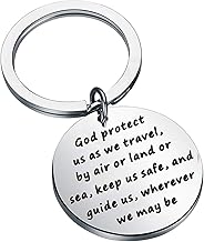 BEKECH Traveler's Prayer Travel Protection Key Ring Travel Gifts God Protect Us As We Travel Safe Travels Keychain