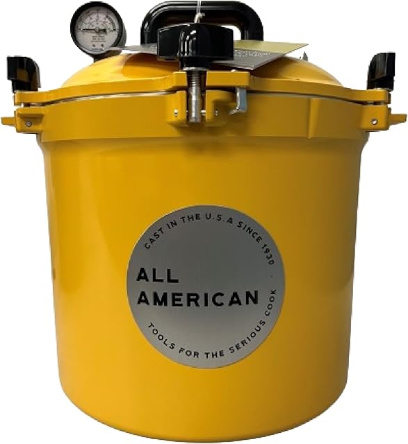 All American 1930 21.5qt Pressure Cooker/Canner (The 921), Mustard - Exclusive Metal-to-Metal Sealing System - Suitable for Gas, Electric, or Flat Top Stoves - Made in the USA
