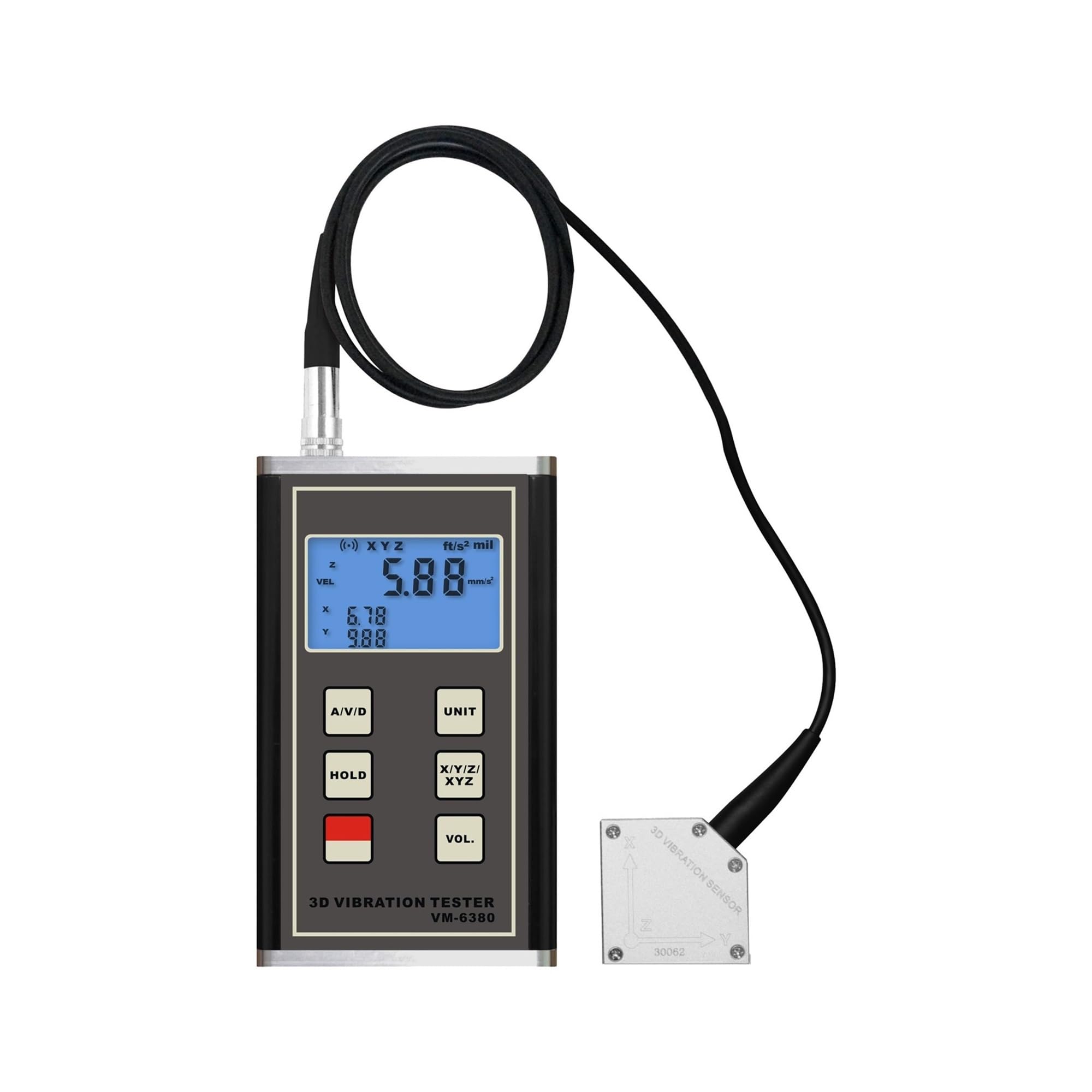 Vibration Tester Digital Vibration Analyzer VM-6380 Meter 10 Hz ~ 1K Acceleration, Velocity, Displacement Mechanical
