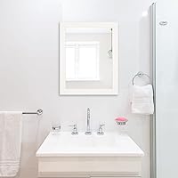 Vista 2 de Ruomeng Espejo de pared rectangular de 16 x 20 pulgadas para baño, dormitorio, entrada, sala de estar, color blanco