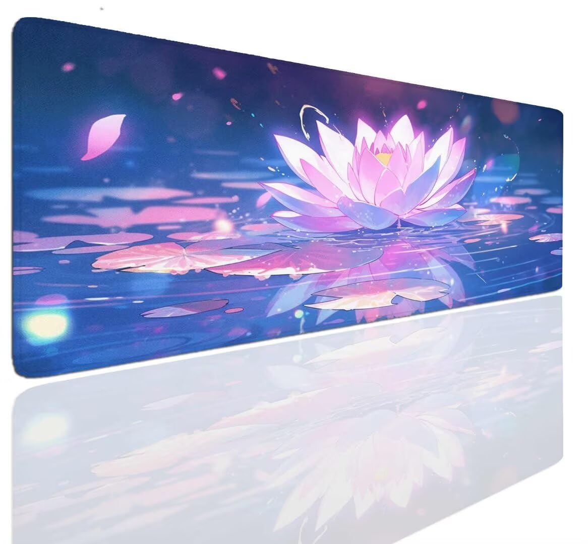 Lotus Podkładka pod mysz, 140 x 70 x 0,4 cm, duża gamingowa podkładka pod mysz, rozszerzona podkładka ochronna na biurko, matowa, antypoślizgowa podstawa, duża podkładka pod mysz, podkładka pod mysz,
