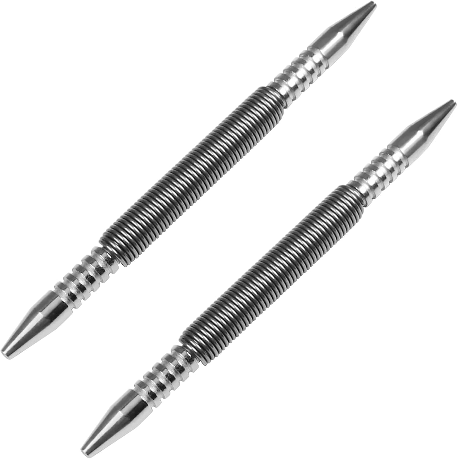 2 Pieces Dual Head Nail Setter, Double Ended 3/32″&1/8″ Spring Loaded Nail Set Hammerless Nail Punch Tool 3500 PSI Striking Force Counter Punch