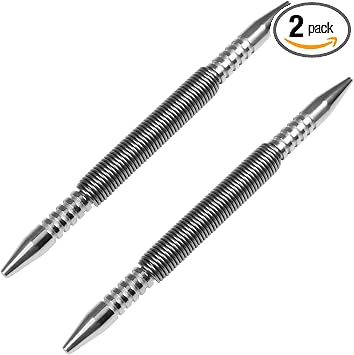2 Pieces Dual Head Nail Setter, Double Ended 3/32&1/8 Spring Loaded Nail Set Hammerless Nail Punch Tool 3500 PSI Striking Force Counter Punch