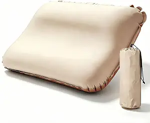 Inflatable Camping & Travel Pillow, Memory Foam Pillow with Automatic Inflation, Ergonomic Portable Design